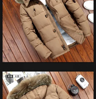 Men's down jacket short white duck down