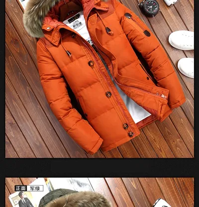 Men's down jacket short white duck down
