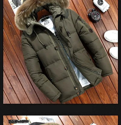 Men's down jacket short white duck down