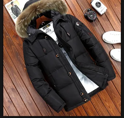 Men's down jacket short white duck down