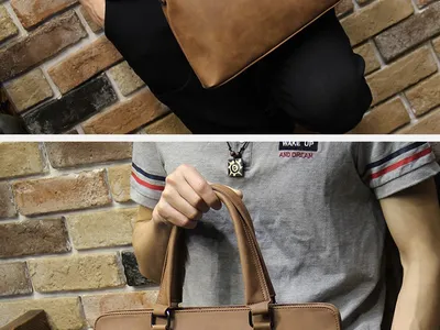 Crazy Horse Leather Men's Handbag