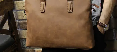 Crazy Horse Leather Men's Handbag