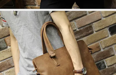 Crazy Horse Leather Men's Handbag