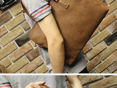 Crazy Horse Leather Men's Handbag