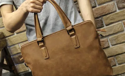 Crazy Horse Leather Men's Handbag
