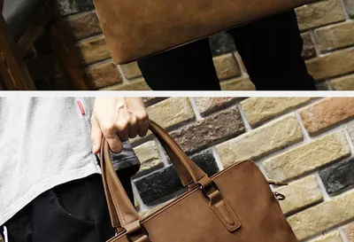 Crazy Horse Leather Men's Handbag