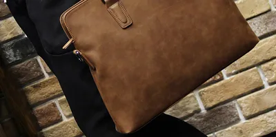 Crazy Horse Leather Men's Handbag