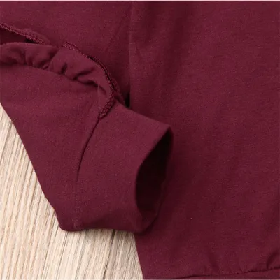 Newborn Baby Boys Girls Ruffles Jumper Solid Long Sleeve Sweatshirt Tops Pants Infant Kids 2Pcs Outfits Clothes Set Fall Clothes