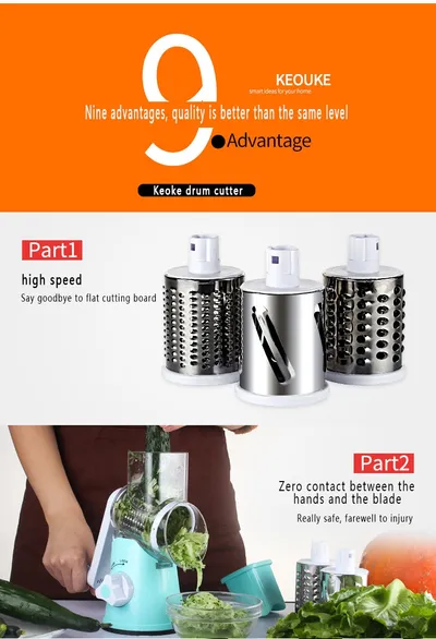 Vegetable Cutter Round Mandoline Slicer Potato Julienne Carrot Grater Cheese