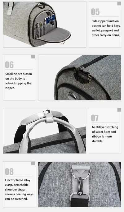 Travel Garment Bag with Shoulder Strap Duffel Bag Carry on Hanging Suitcase Clothing Business Bag Multiple Pockets