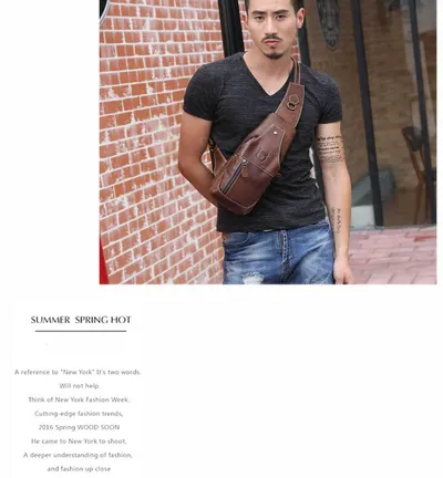 Men's Leather Shoulder Crossbody Leather Chest Bag
