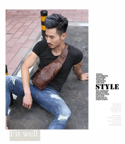 Men's Leather Shoulder Crossbody Leather Chest Bag