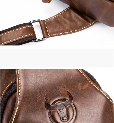 Men's Leather Shoulder Crossbody Leather Chest Bag