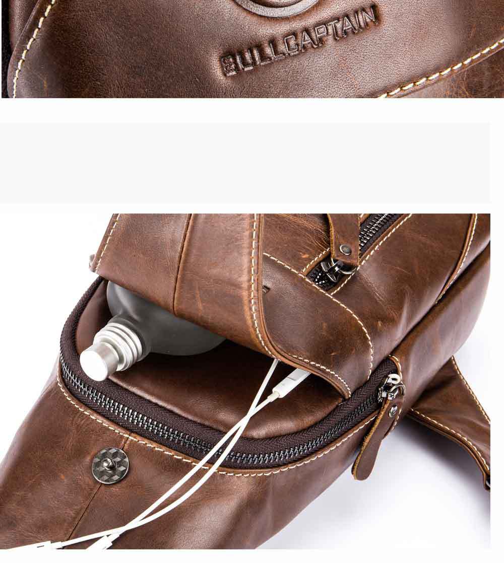 Men's Leather Shoulder Crossbody Leather Chest Bag