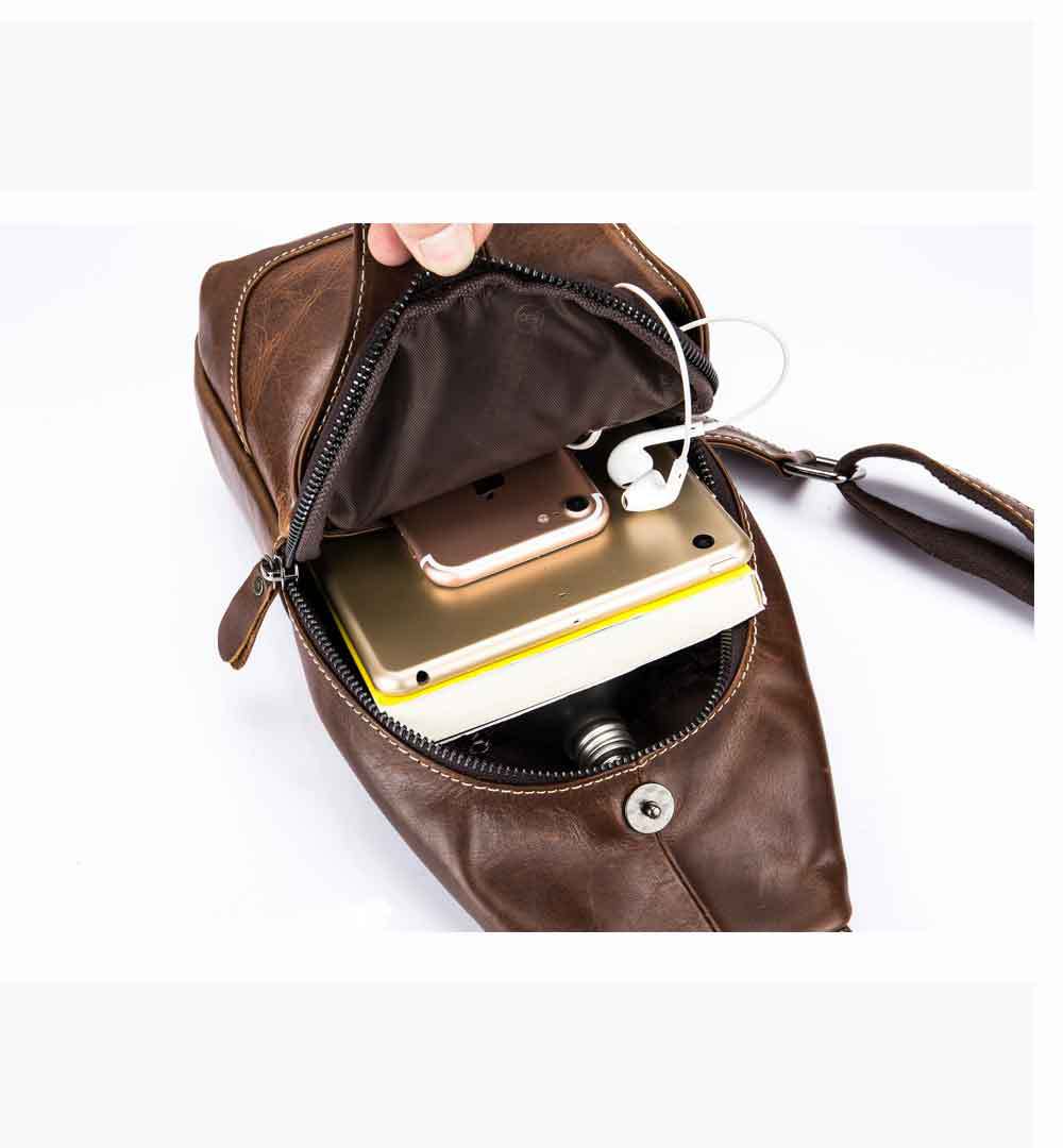 Men's Leather Shoulder Crossbody Leather Chest Bag