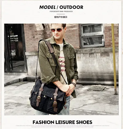 Men's canvas shoulder bag