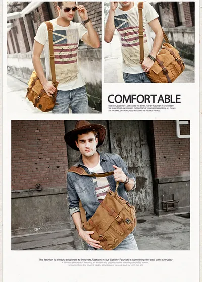 Men's canvas shoulder bag