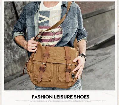 Men's canvas shoulder bag