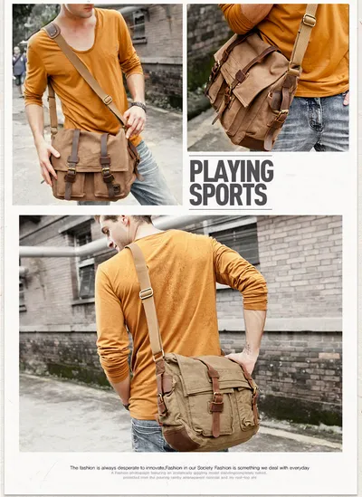 Men's canvas shoulder bag