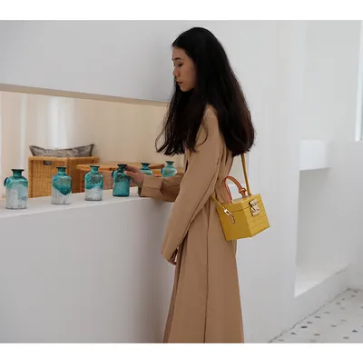 New mini hit color hand box bag small square bag female candy color slung leather lock box package
