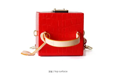 New mini hit color hand box bag small square bag female candy color slung leather lock box package