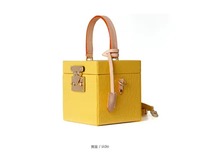 New mini hit color hand box bag small square bag female candy color slung leather lock box package
