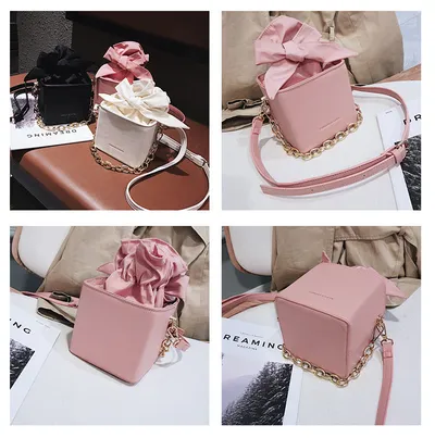 Folded flower square bag