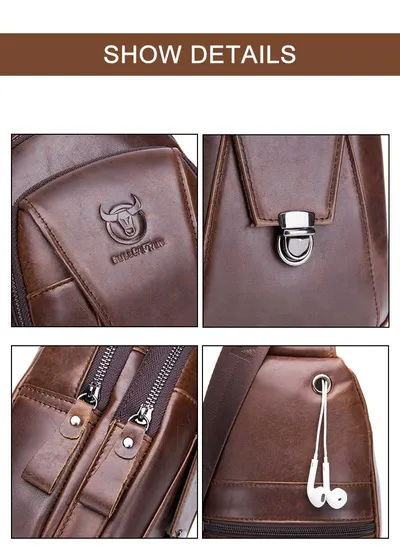 Men Genuine Leather Crossbody Bag