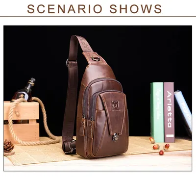 Men Genuine Leather Crossbody Bag