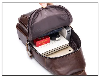 Men Genuine Leather Crossbody Bag