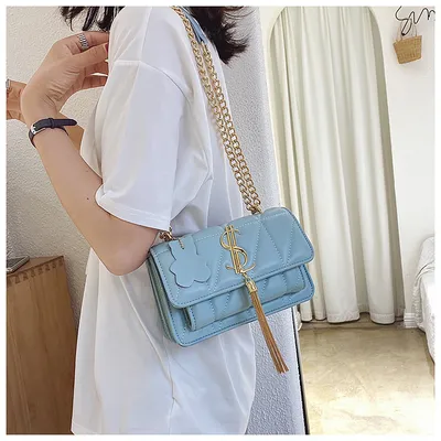 حقيبة كتف كورية مزينة بشراشيب، حقيبة كروسبودي نسائية أنيقة بسلسلة