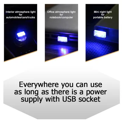 مصباح ليلي صغير داخلي للسيارة يعمل بمنفذ USB