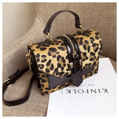 Korean Style Leopard Print Shoulder Bag Crossbody Bags For Women With Zipper Decoration Ladies Chain Handbags