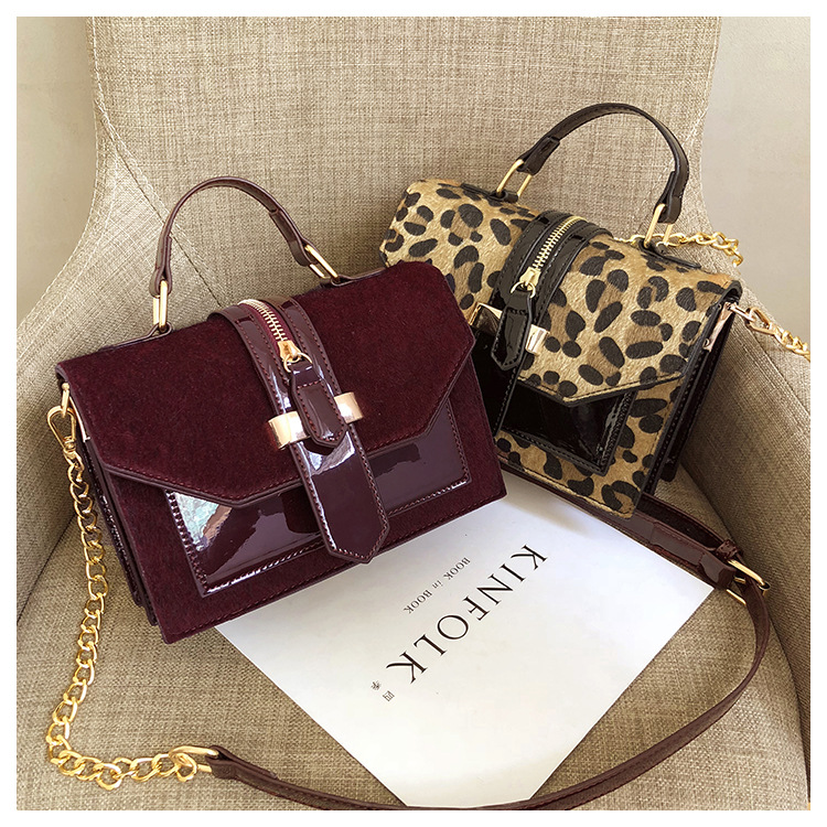 Korean Style Leopard Print Shoulder Bag Crossbody Bags For Women With Zipper Decoration Ladies Chain Handbags