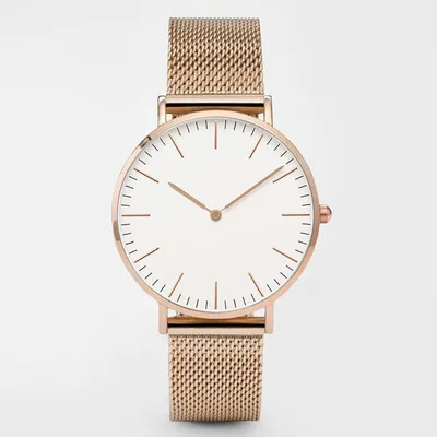 Steel strap watch double needle rose gold ultra-thin quartz men's watch
