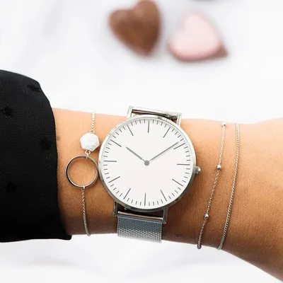 Steel strap watch double needle rose gold ultra-thin quartz men's watch