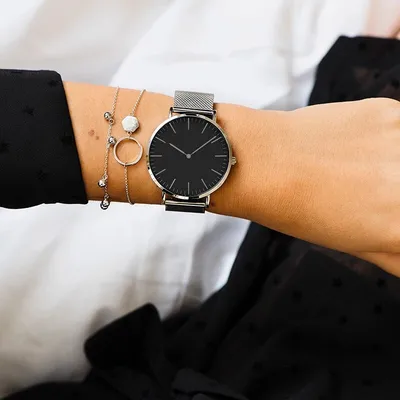 Steel strap watch double needle rose gold ultra-thin quartz men's watch