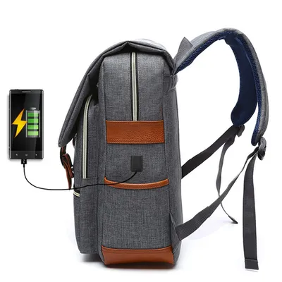 Vintage men women canvas backpacks school bags for teenage girls laptop backpack with USB charging fashion travel