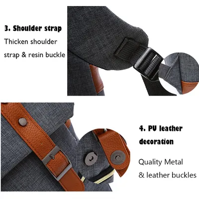 Vintage men women canvas backpacks school bags for teenage girls laptop backpack with USB charging fashion travel