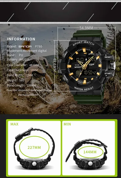 Waterproof men's electronic watch