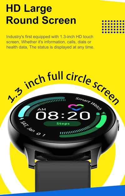 Smart watch 1.2 inch true round screen touch monitoring