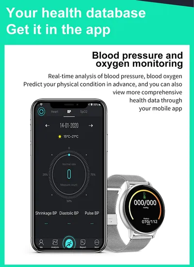 Smart watch 1.2 inch true round screen touch monitoring