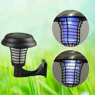 Solar Led Rechargeable Anti-Mosquito Lamp Electronic Fly Bug Zapper Insect Pest  Uv Trap Outdoor Garden Lawn Lamp