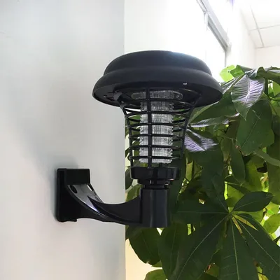 Solar Led Rechargeable Anti-Mosquito Lamp Electronic Fly Bug Zapper Insect Pest  Uv Trap Outdoor Garden Lawn Lamp