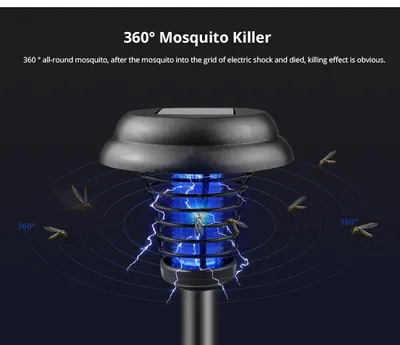 Solar Led Rechargeable Anti-Mosquito Lamp Electronic Fly Bug Zapper Insect Pest  Uv Trap Outdoor Garden Lawn Lamp