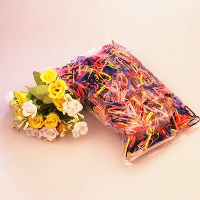 About 2,000 colorful children's baby colored rubber bands, hair band hair rope, head rope disposable rubber band