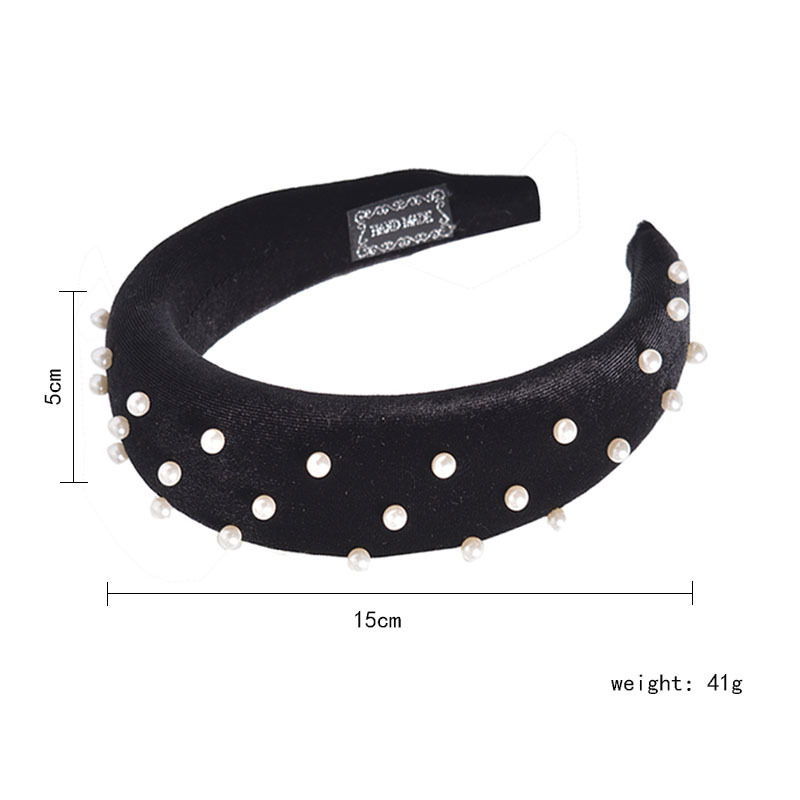 European Cross-Border Creative New Pearl Thickened Packed Spongewool Hair Hoop Wide Edge Hoop Chao
