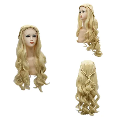 Matt 70cm braided silver long curly hair