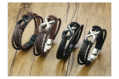 Alloy lucky figure 8 leather bracelet