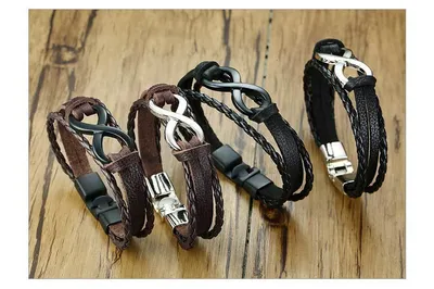Alloy lucky figure 8 leather bracelet